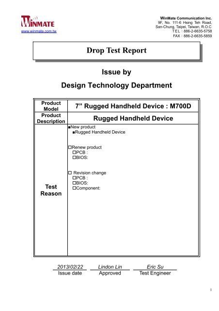 drop test report sample